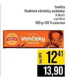 Jip Sedita Rodinné věnečky sušenky kakao vanilka 100 g+20% zdarma nabídka