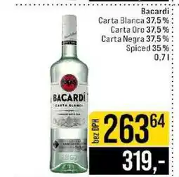 Jip Bacardi Carta Blanca 37,5% Carta Oro 37,5% Carta Negra 37.5% Spiced 35% nabídka