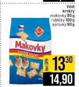 Jip Vest krekry makovky 90 g rybičky 100 g sýrovky nabídka