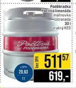 Jip Poděbradka Poctivá limonáda malinovka citronáda Poctivá nabídka