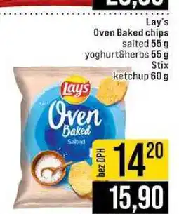 Jip Lay's Oven Baked chips salted 55 g yoghurt&herbs 55 g Stix ketchup 60 g nabídka