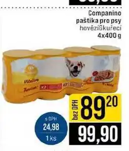 Jip Companino paštika pro psy hovězí kuřecí nabídka