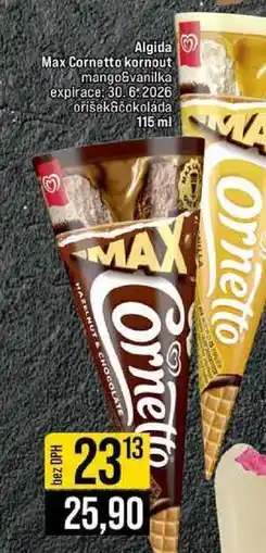 Jip Algida Max Cornetto kornout mango&vanilka expirace oříšek čokoláda nabídka