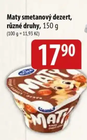 Bala Maty smetanový dezert nabídka