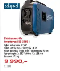 Uni Hobby Scheppach Elektrocentrála invertorová SG 2500 i nabídka