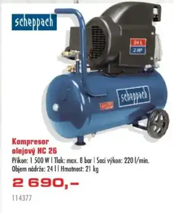 Uni Hobby Scheppach Kompresor olejový HC 26 nabídka