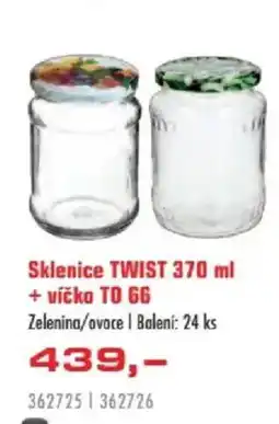 Uni Hobby Sklenice TWIST 370 ml + víčko TO 66 nabídka