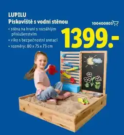Lidl LUPILU Pískoviště s vodní stěnou nabídka