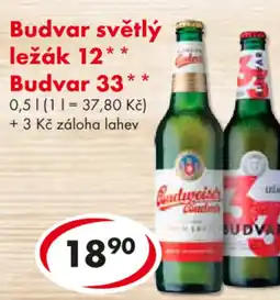 CBA Budvar světlý ležák 12** Budvar 33 nabídka