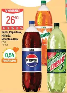 Globus Pepsi, Pepsi Max, Mirinda, Mountain Dew nabídka