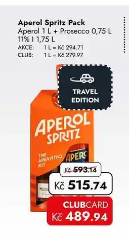 TRAVEL FREE Aperol Spritz Pack Aperol 1 L + Prosecco 0,75 L 11% 1 1,75 L nabídka