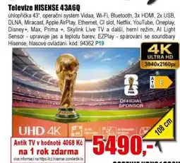 EVA Televize HISENSE 43A6Q nabídka