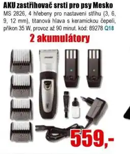 EVA AKU zastřihovač srsti pro psy Mesko nabídka