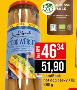 Jip Landbeck hot dog párky XXL nabídka