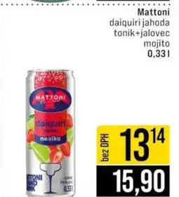 Jip Mattoni daiquiri jahoda tonik+jalovec mojito nabídka