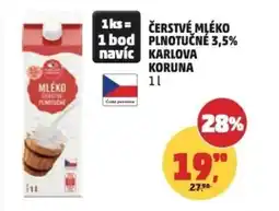 Penny Market Čerstvé mléko plnotučné 3,5% Karlova Koruna nabídka