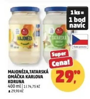 Penny Market Majonéza,tatarská omáčka Karlova Koruna nabídka