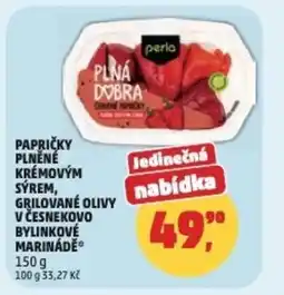 Penny Market Papričky plněné krémovým sýrem, grilované olivy v česnekovo bylinkové marinádě nabídka