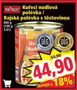 Norma Kuřecí nudlová polévka / Rajská polévka s těstovinou nabídka