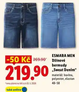 Lidl ESMARA MEN Džínové bermudy ,,Sweat Denim nabídka