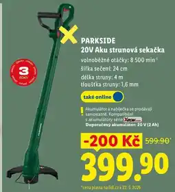 Lidl PARKSIDE 20V Aku strunová sekačka nabídka