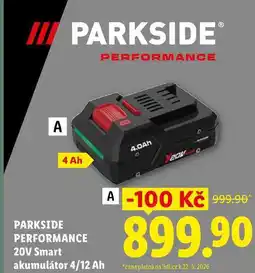 Lidl PARKSIDE PERFORMANCE 20V Smart akumulátor 4 Ah nabídka