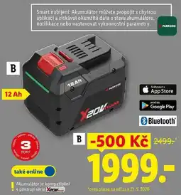 Lidl PARKSIDE PERFORMANCE 20V Smart akumulátor 12 Ah nabídka