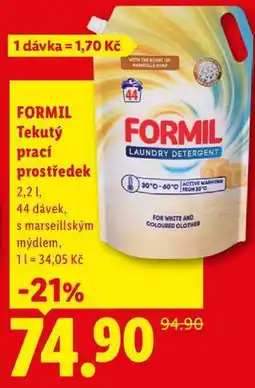 Lidl FORMIL Tekutý prací prostředek 2,2 l/44 dávek nabídka