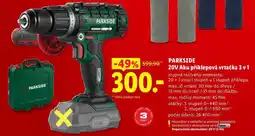 Lidl PARKSIDE 20V Aku příklepová vrtačka 3 v 1 nabídka