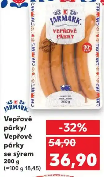 Kaufland Vepřové párky/ Vepřové párky se sýrem nabídka