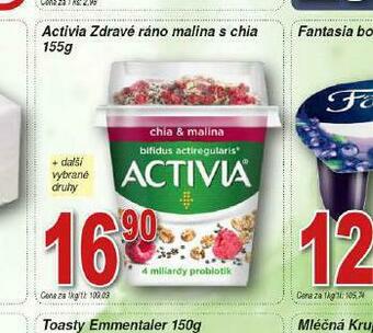 Lidl Activia zdravé ráno malina s chia nabídka