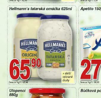 Lidl Hellmann´s tatarská omáčka, majonéza nabídka