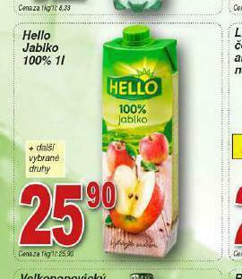 Lidl Hello jablko 100% nabídka