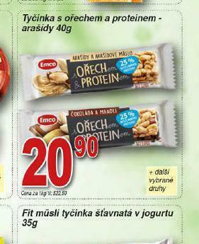 Lidl Tyčinka s ořechem a proteinem - arašídy nabídka