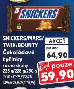 Kaufland SNICKERS/MARS/ TWIX/BOUNTY Čokoládové tyčinky nabídka
