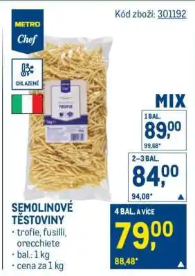 Makro Semolinové těstoviny nabídka