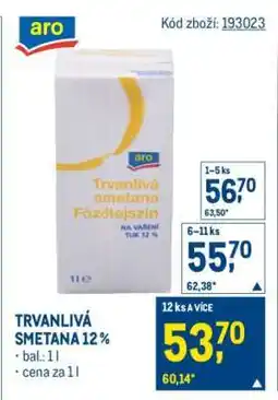 Makro Trvanlivá smetana 12 % nabídka