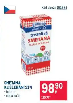 Makro Smetana ke šlehání 31 % nabídka