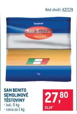 Makro SAN BENITO SEMOLINOVÉ TĚSTOVINY nabídka