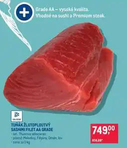 Makro Tuňák žlutoploutvý Sashimi filet AA grade nabídka
