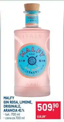 Makro MALFY GIN ROSA, LIMONE, ORIGINALE, ARANCIA 41 % nabídka