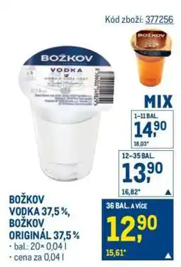 Makro Božkov Vodka 37,5 %, Božkov Originál 37,5 % nabídka