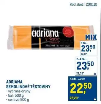 Makro Adriana Semolinové těstoviny nabídka