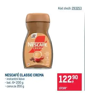 Makro Nescafé Classic, Crema nabídka