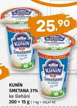 Terno KUNÍN SMETANA 31% ke šlehání nabídka