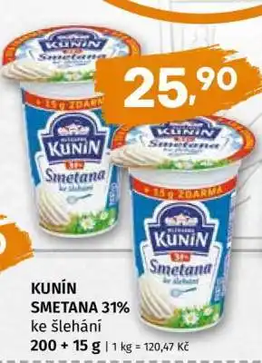 KUNÍN SMETANA 31% ke šlehání