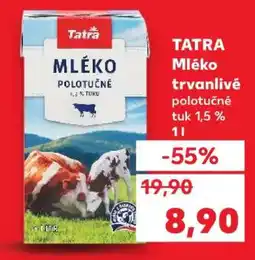 Kaufland TATRA Mléko trvanlivé polotučné tuk 1,5% 1l nabídka