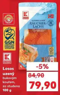 Kaufland Losos uzený bukovým kouřem, za studena 100 g nabídka