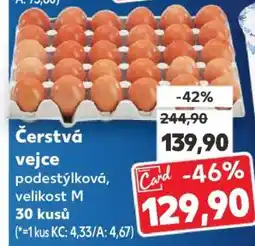 Kaufland Čerstvá vejce podestýlková, velikost M 30 kusů nabídka