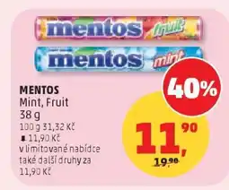Penny Market MENTOS Mint, Fruit 38 g nabídka